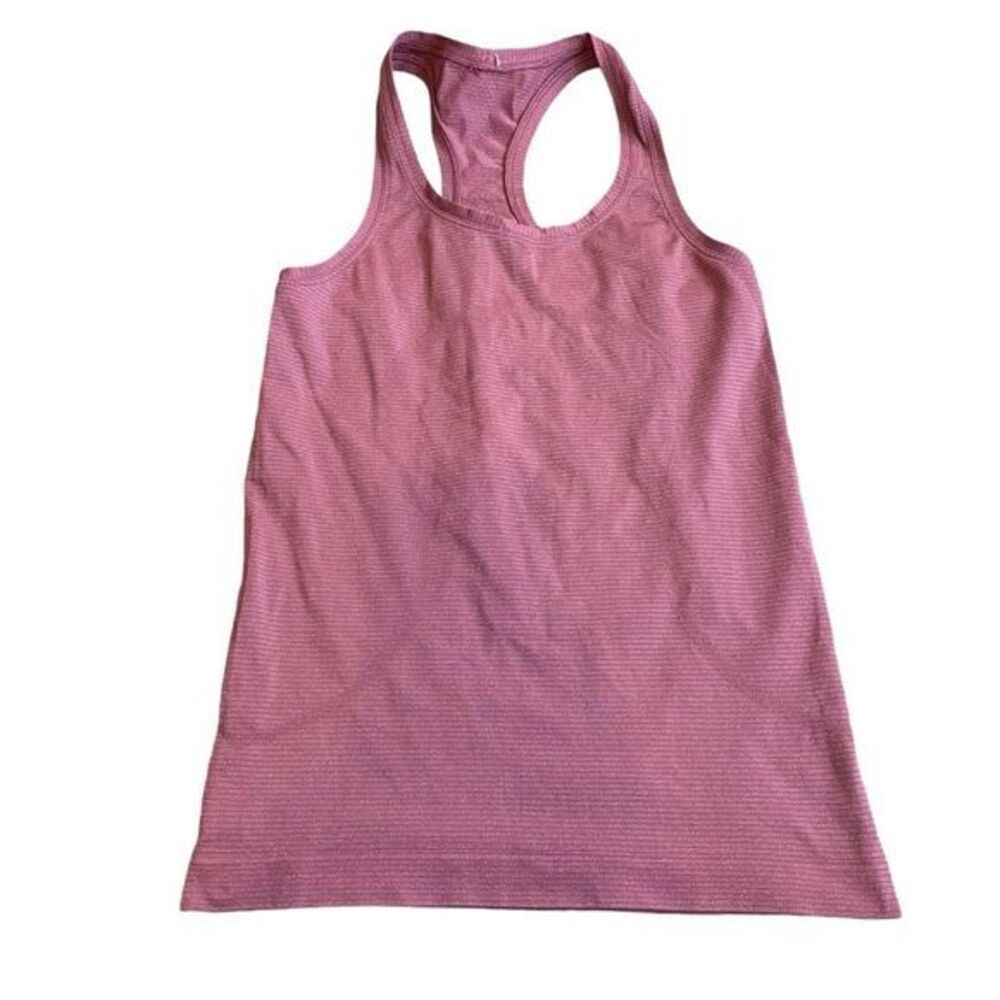 Lululemon 6 Swiftly Tech Racerback Tank Top Rose Pink Metallic Silver Stripe